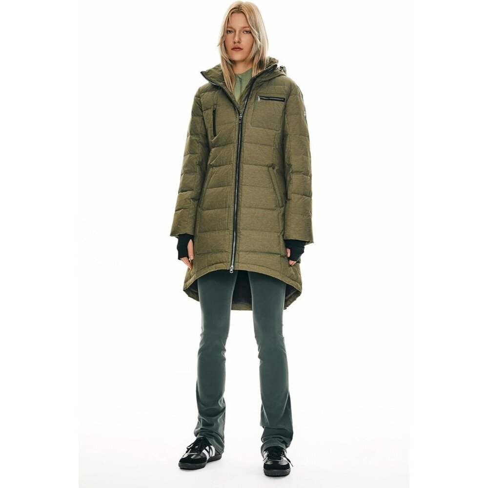 Women's Down Hooded Puffer Quilted Jacket Coat Dark Capers Winter Warm Outerwear - Picture 8 of 8